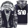 2022 SAO Sword Art Online Camo Hoodies Mens Winter Warm Thicken Fleece Zipper Sweatshirt Coat plus 3 - Anime Jacket Shop