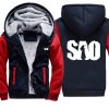 2022 SAO Sword Art Online Camo Hoodies Mens Winter Warm Thicken Fleece Zipper Sweatshirt Coat plus 9 - Anime Jacket Shop