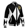 Black Ranger MMPR Varsity Jacket F LEFT Mockup - Anime Jacket Shop