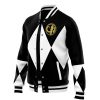 Black Ranger MMPR Varsity Jacket F RIGHT Mockup - Anime Jacket Shop