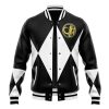 Black Ranger MMPR Varsity Jacket FRONT Mockup - Anime Jacket Shop