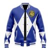 Blue Ranger MMPR Varsity Jacket FRONT Mockup - Anime Jacket Shop