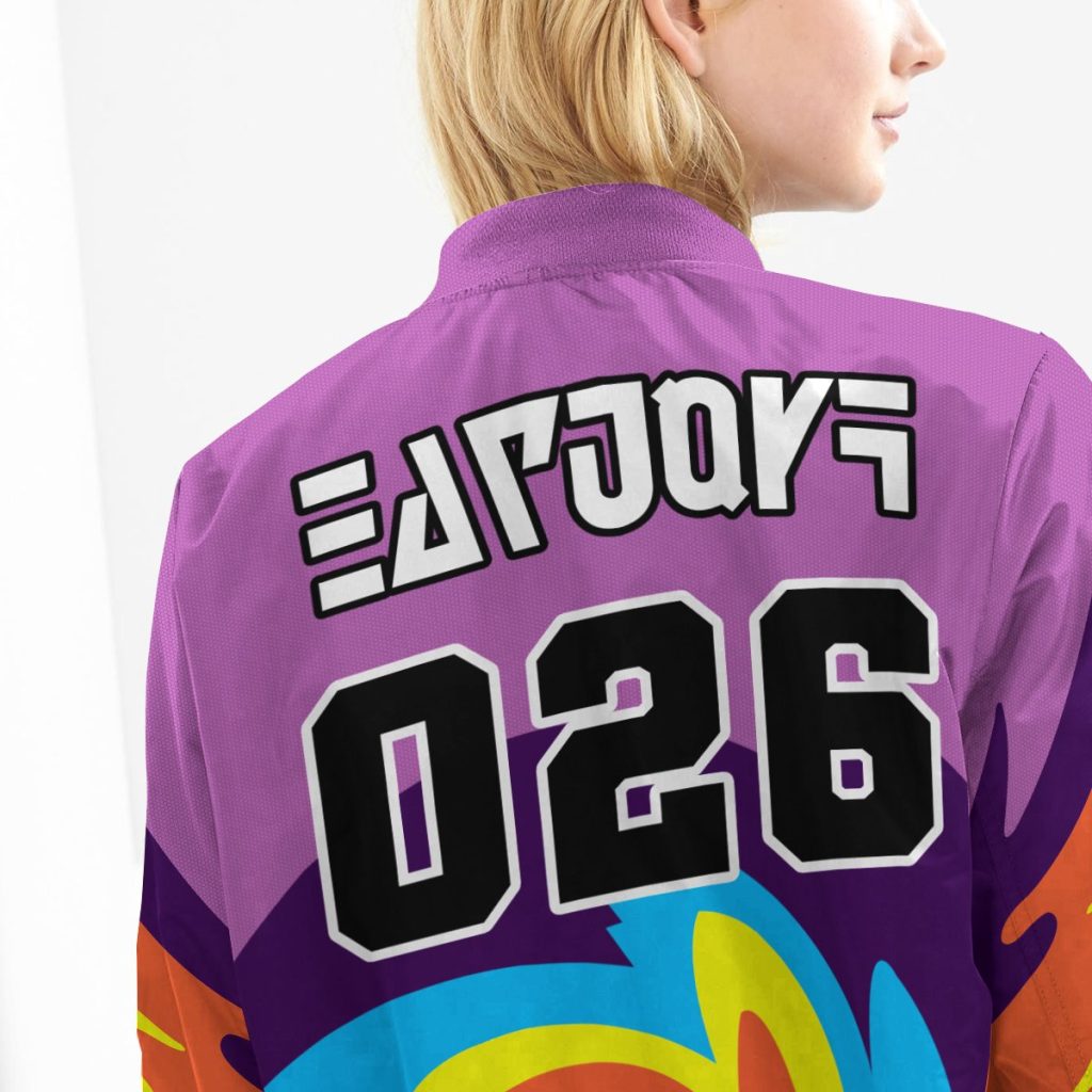 BomberJacketIPokemonPsychicUniform 10 girlmodelback - Anime Jacket Shop