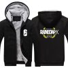 Dropshiping Winter Rainbow Six Siege Jacket Baseball Unisex Wool Liner Fleece Hoodie Thick zipper Sweatshirt For 3 - Anime Jacket Shop