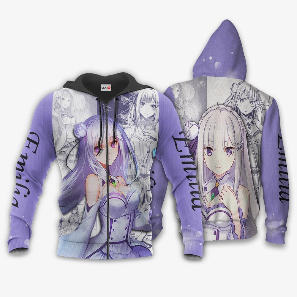 Emilia Re Zero kara Hajimeru Isekai Seikatsu Anime Jacket Hoodie Sweater T shirt 1 - Anime Jacket Shop