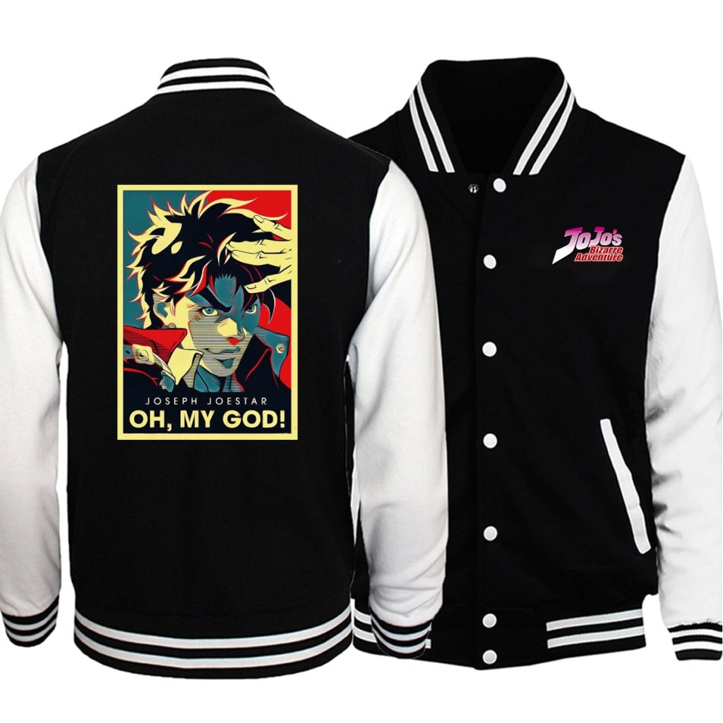 Jojo Bizarre Adventure Vintage Base uniform Joestar Joseph OH MY GOD Bomber Jacket Men Brand Coat - Anime Jacket Shop