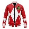 Red Ranger MMPR Varsity Jacket FRONT Mockup - Anime Jacket Shop