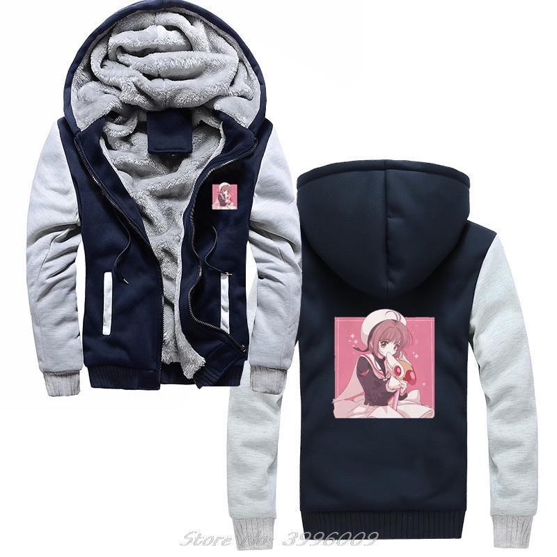 The Cute Cardcaptor hoodie Card Captor Sakura Anime Vintage Men s Winter Thick Warm Sweatshirts Oversized 1 - Anime Jacket Shop