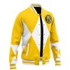 Yellow Ranger MMPR Varsity Jacket F LEFT Mockup - Anime Jacket Shop