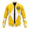 Yellow Ranger MMPR Varsity Jacket FRONT Mockup - Anime Jacket Shop