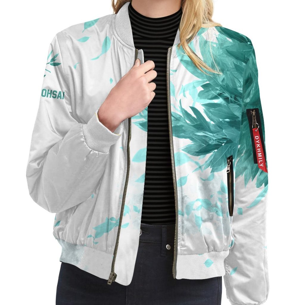 aoba johsai green leaf bomber jacket 165054 - Anime Jacket Shop