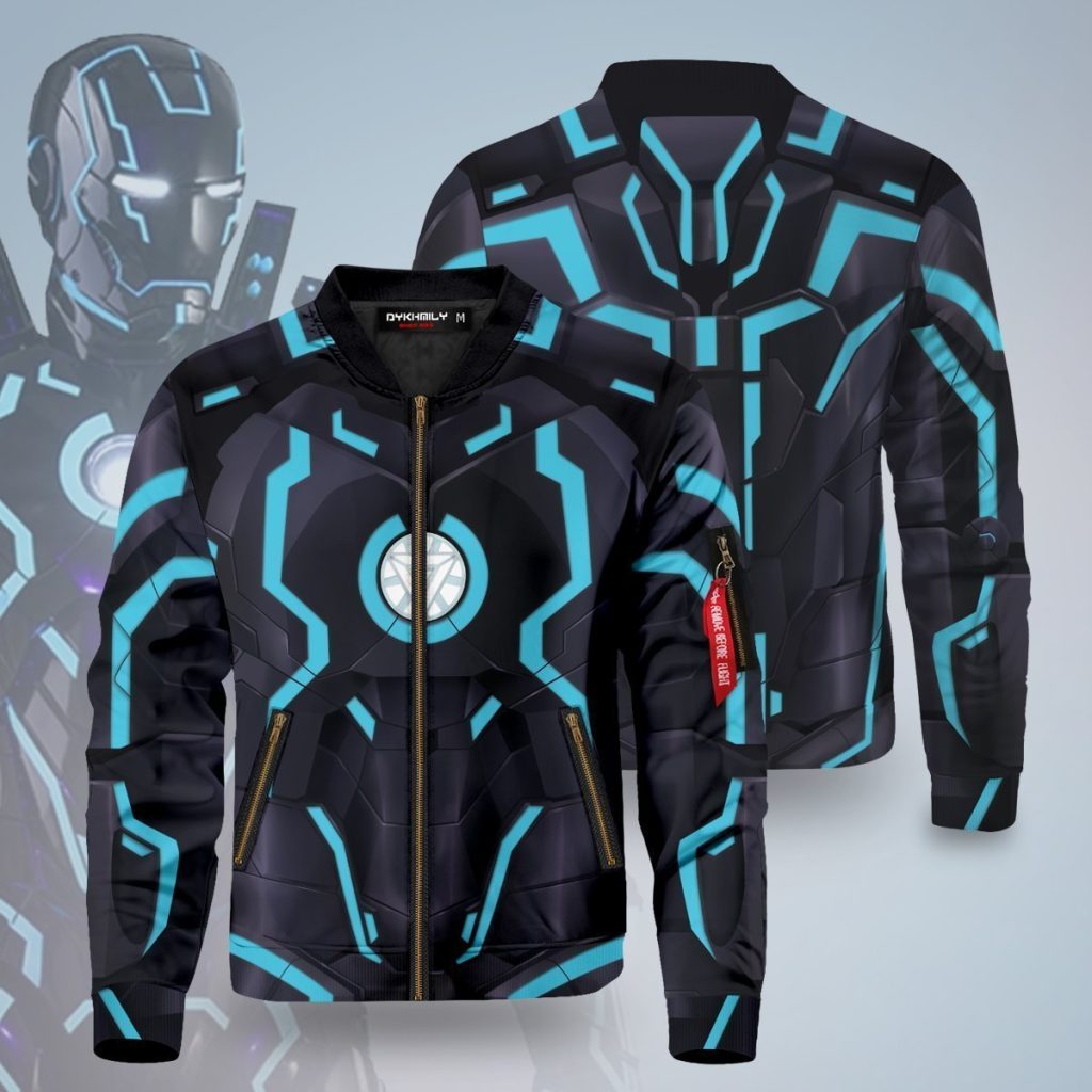 neon tech iron man bomber jacket 218944 - Anime Jacket Shop