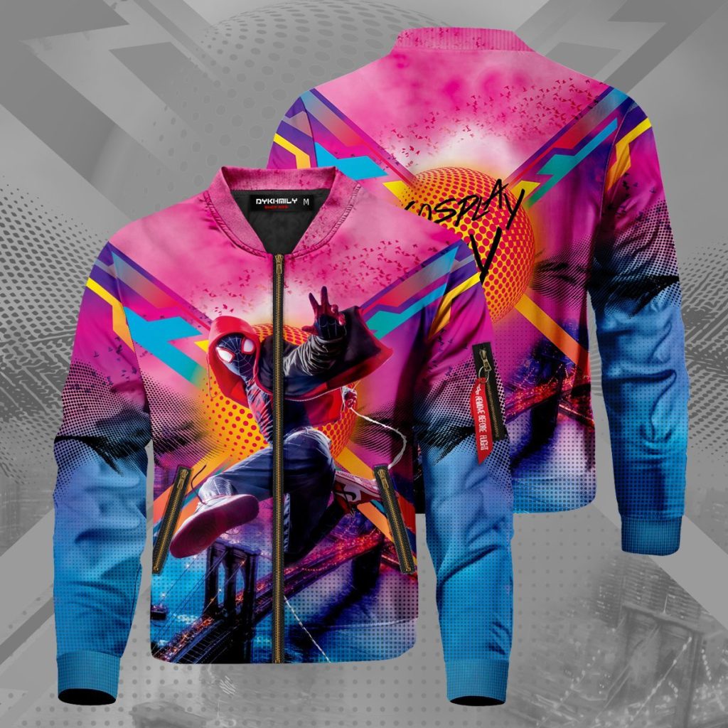 spidey miles signed bomber jacket 332702 - Anime Jacket Shop