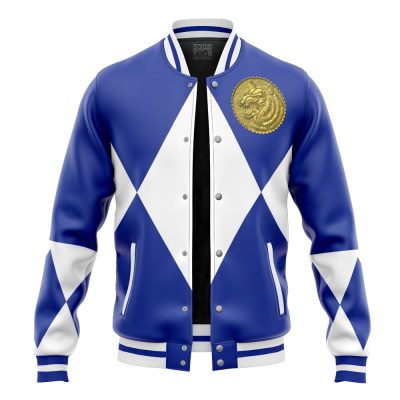Blue Ranger Wolf MMPR Vasity Jacket FRONT Mockup - Anime Jacket Shop