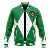 Green Ranger MMPR Varsity Jacket FRONT Mockup - Anime Jacket Shop