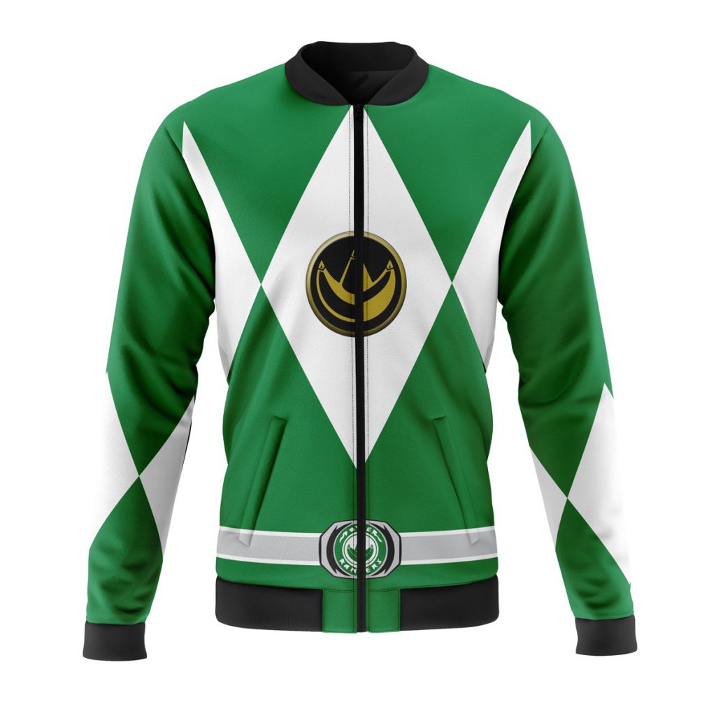 green ranger mighty morphin power rangers casual bomber jacket g7j1v - Anime Jacket Shop