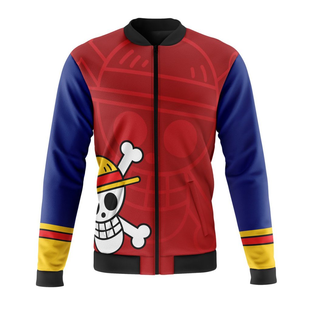 luffy straw hat v2 one piece casual bomber jacket w8h4t - Anime Jacket Shop