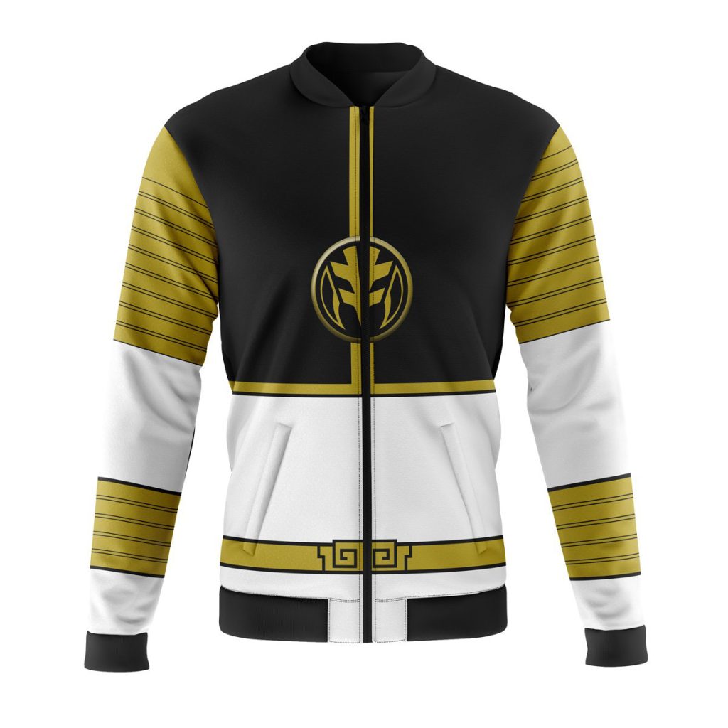 white ranger mighty morphin power rangers casual bomber jacket 8davj - Anime Jacket Shop