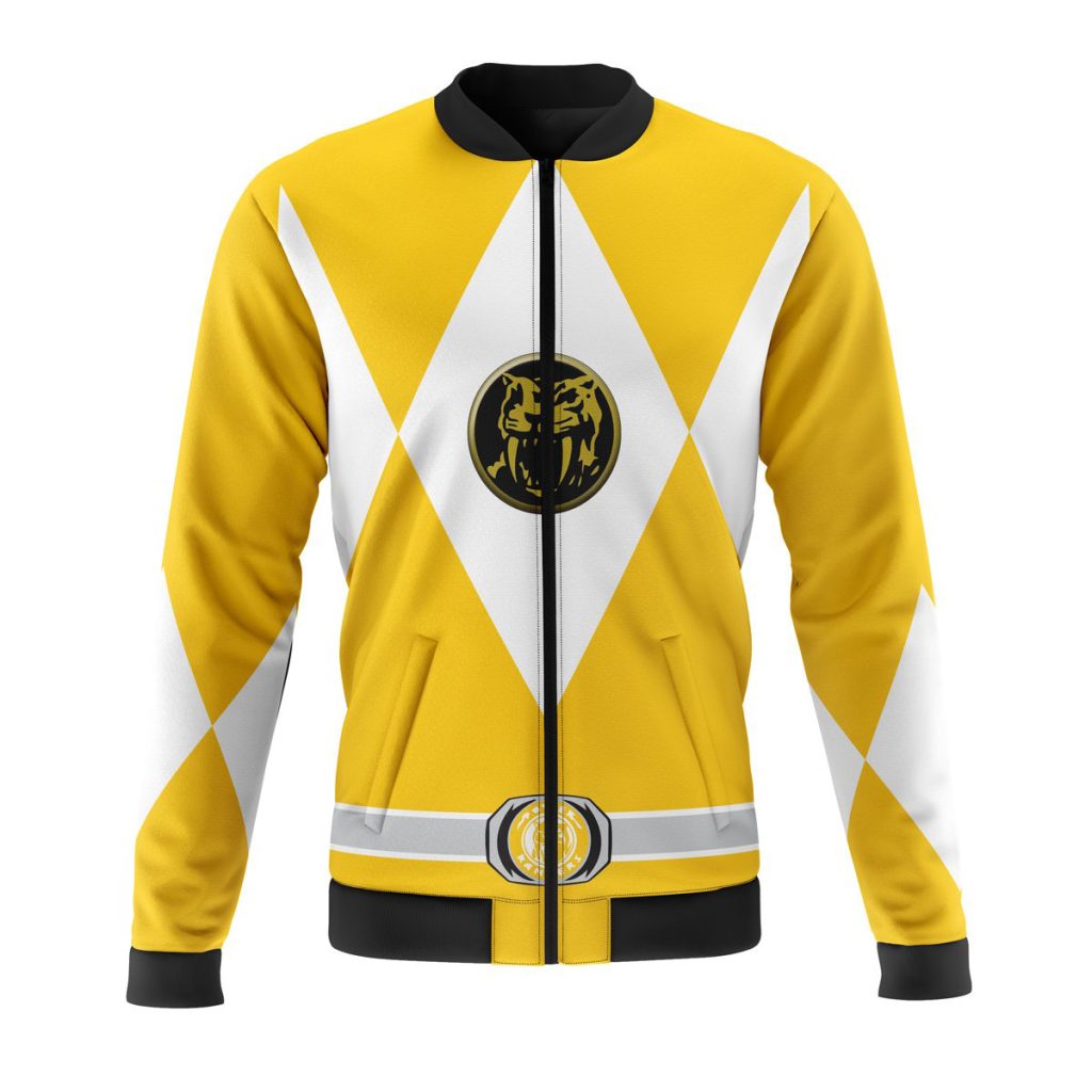 yellow ranger mighty morphin power rangers casual bomber jacket nqqav - Anime Jacket Shop