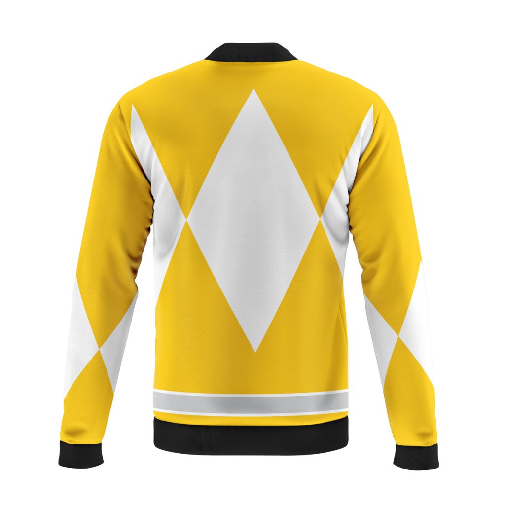 yellow ranger mighty morphin power rangers casual bomber jacket pj6aj - Anime Jacket Shop